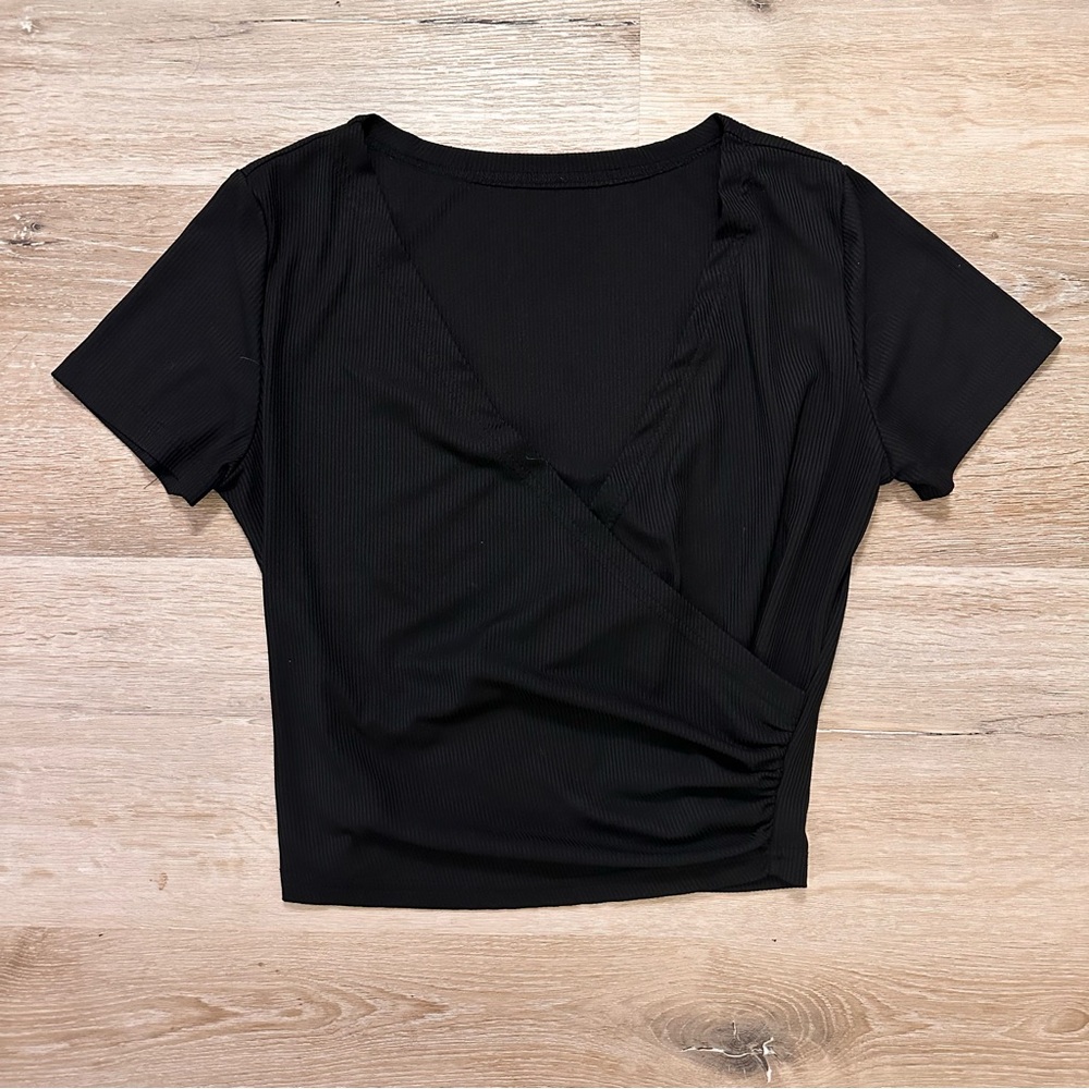 Elegant Black Women's Wrap Top